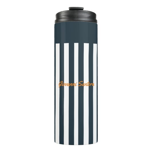 Navy Stripes | Het Monogram van de moderne man Thermosbeker (Voorkant)