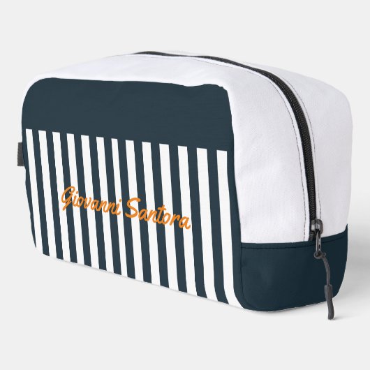 Navy Stripes | Het Monogram van de moderne man Toilettasje (Rechterhoek)