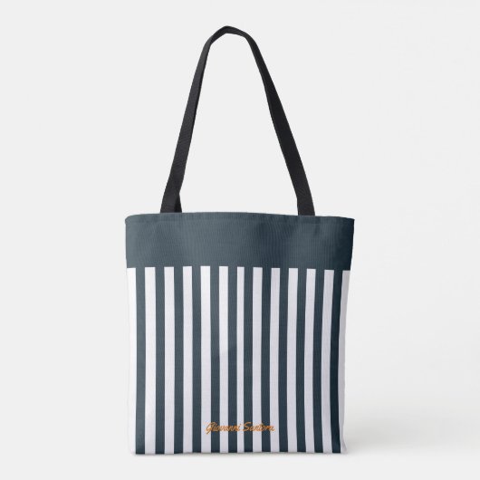 Navy Stripes | Het Monogram van de moderne man Tote Bag (Achterkant)