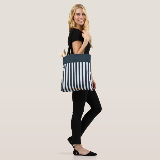 Navy Stripes | Het Monogram van de moderne man Tote Bag (Op model)