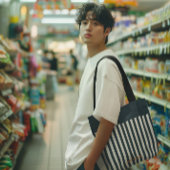 Navy Stripes | Het Monogram van de moderne man Tote Bag