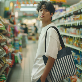 Navy Stripes | Het Monogram van de moderne man Tote Bag