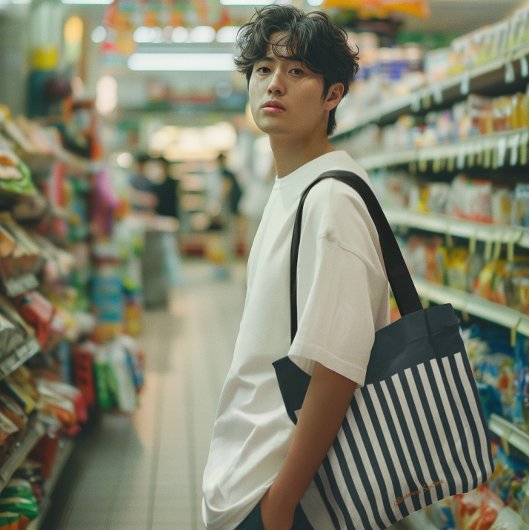 Navy Stripes | Het Monogram van de moderne man Tote Bag