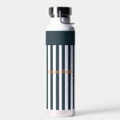 Navy Stripes | Het Monogram van de moderne man Waterfles (Links)