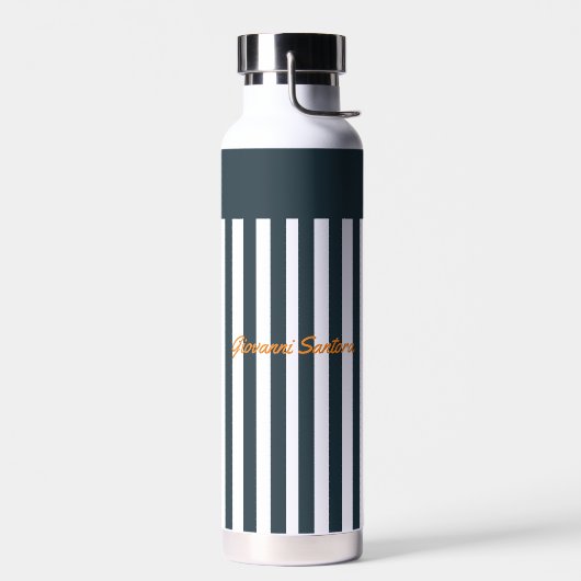 Navy Stripes | Het Monogram van de moderne man Waterfles (Links)