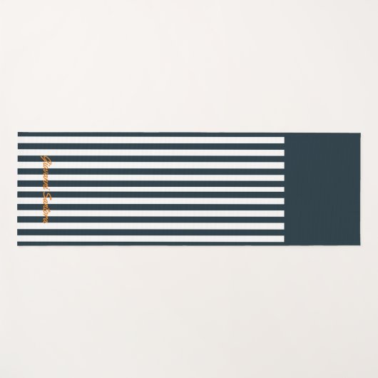 Navy Stripes | Het Monogram van de moderne man Yogamat (Voorkant (horizontaal))