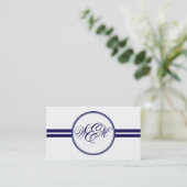 Navy Stripes Lijst Monogram Visitekaartje (Staand voorkant)