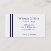 Navy Stripes Lijst Monogram Visitekaartje (Achterkant)