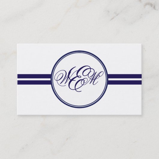 Navy Stripes Lijst Monogram Visitekaartje (Voorkant)