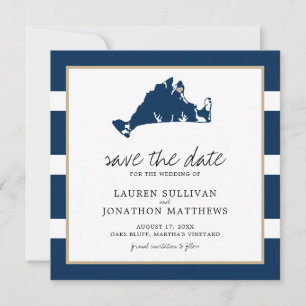 Navy Stripes Martha's Vineyard Map Save the Date