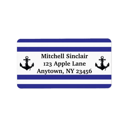 Navy Stripes met ankerpunten Etiket (Voorkant)