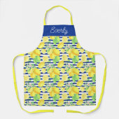 Navy Stripes met geel citroenpatroon Schort (Voorkant)