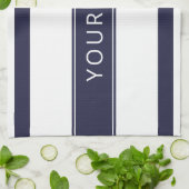 Navy Stripes met Jouw naam Kitchen Towelen Theedoek (Gevouwen)