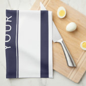 Navy Stripes met Jouw naam Kitchen Towelen Theedoek (Quarter Fold)