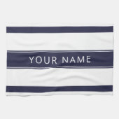 Navy Stripes met Jouw naam Kitchen Towelen Theedoek (Horizontaal)