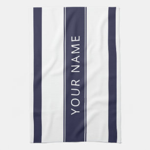 Navy Stripes met Jouw naam Kitchen Towelen Theedoek
