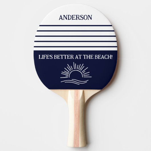 Navy Stripes Monogram Family Nautical Tafeltennisbatje (Voorkant)