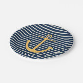 Navy Stripes Nautical Anchor Papieren Bordje (Gekanteld)