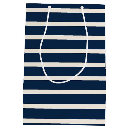 Navy Stripes Nautical Anker Medium Cadeauzakje (Achterkant)
