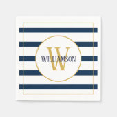 Navy Stripes Nautical gepersonaliseerde Monogram n Servet (Voorkant)