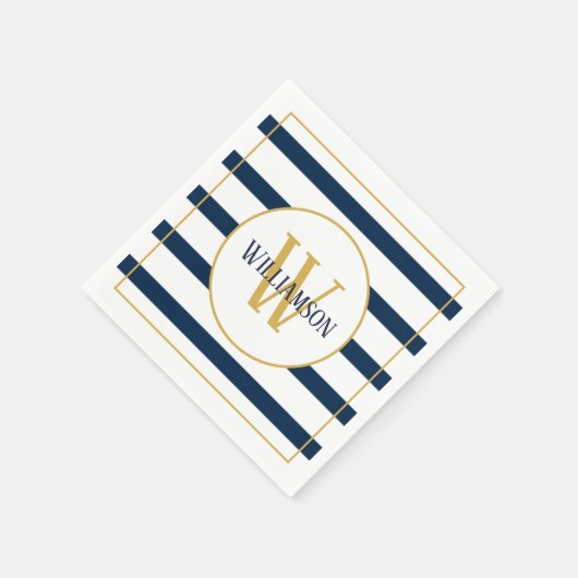 Navy Stripes Nautical gepersonaliseerde Monogram n Servet (Hoek)