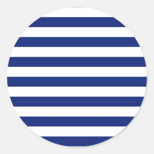 Navy Stripes Nautical Pattern Ronde Sticker