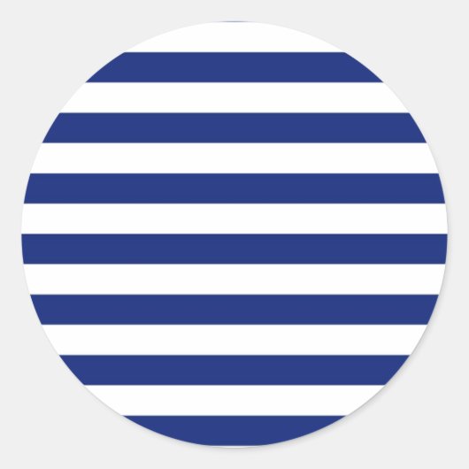 Navy Stripes Nautical Pattern Ronde Sticker (Voorkant)