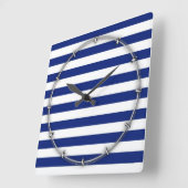 Navy Stripes Nautical Pattern Vierkante Klok (Hoek)