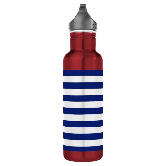 Navy Stripes Nautical Pattern Waterfles (Rechts)