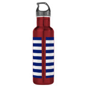 Navy Stripes Nautical Pattern Waterfles (Achterkant)