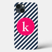 Navy Stripes Patroon Monogram iPad Mini Case (Achterkant)