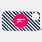 Navy Stripes Patroon Monogram iPad Mini Case (Achterkant (horizontaal))