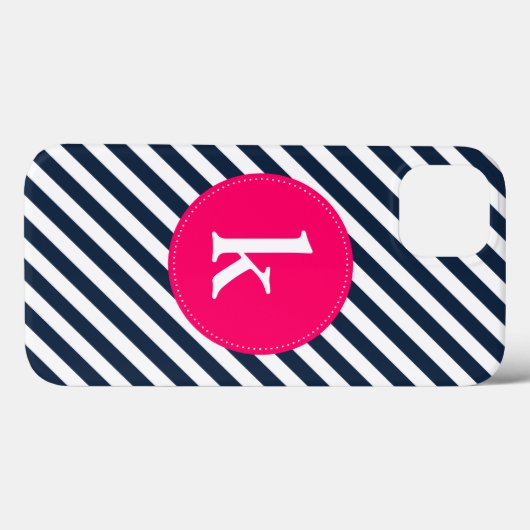 Navy Stripes Patroon Monogram iPad Mini Case (Achterkant (horizontaal))