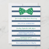 Navy Stripes & Polka Dot Bow | Baby shower Kaart (Voorkant)