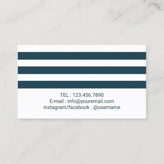 Navy Stripes Professionele Typografie Nautisch Contactkaartje (Achterkant)
