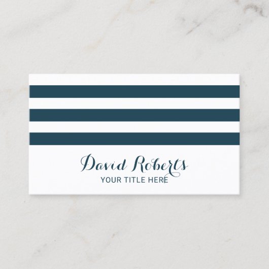 Navy Stripes Professionele Typografie Nautisch Contactkaartje (Voorkant)