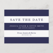 Navy Stripes Wedding Save the Date Briefkaart (Voorkant)