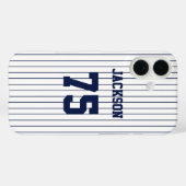 Navy Stripes White Baseball Jersey Naam Nummer Case-Mate iPhone Case (Achterkant (horizontaal))