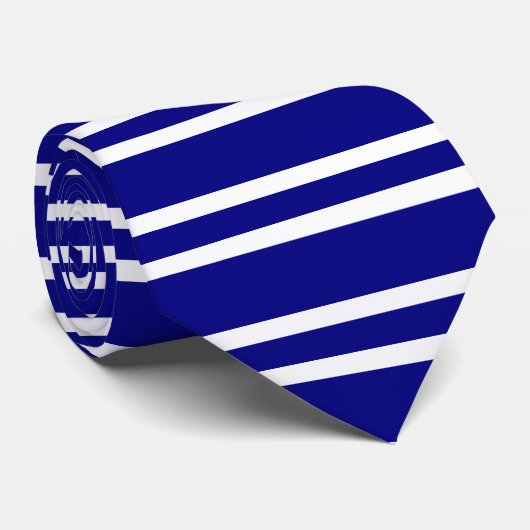 Navy Stropdas met dunne horizontale witte strepen (Opgerold)