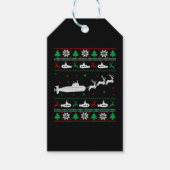 Navy Submarine Onderzeeër Lelijke Kersttrui Cadeaulabel (Voorkant)