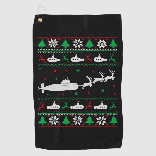 Navy Submarine Onderzeeër Lelijke Kersttrui Golfhanddoek (Voorkant)