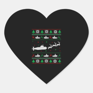 Navy Submarine Onderzeeër Lelijke Kersttrui Hart Sticker