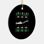 Navy Submarine Onderzeeër Lelijke Kersttrui Keramisch Ornament (Rechts)