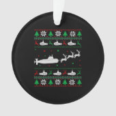 Navy Submarine Onderzeeër Lelijke Kersttrui Ornament (voorkant)