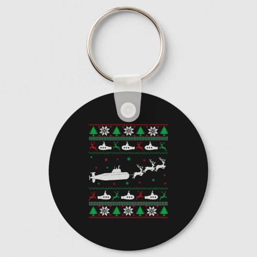 Navy Submarine Onderzeeër Lelijke Kersttrui Sleutelhanger (Voorkant)