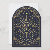  Navy Sun Moon Tarot Arch Wedding Uitnodigen Kaart (Achterkant)