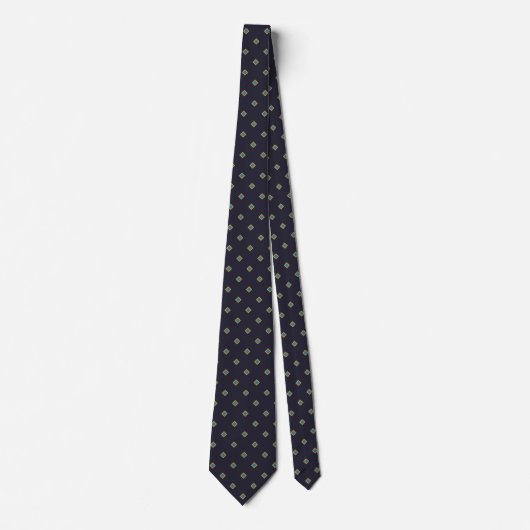 Navy Sun Sky Blue Diamond Polka Dot Pattern Stropdas (Voorkant)