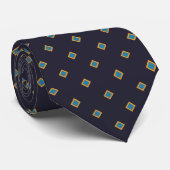 Navy Sun Sky Blue Diamond Polka Dot Pattern Stropdas (Opgerold)