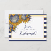 Navy Sunflower Bridesmaid Kaart (Voorkant)