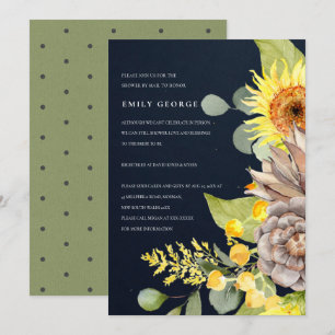 NAVY SUNFLOWER EUCALYPTUS FLORAL SHOWER BY MAIL KAART